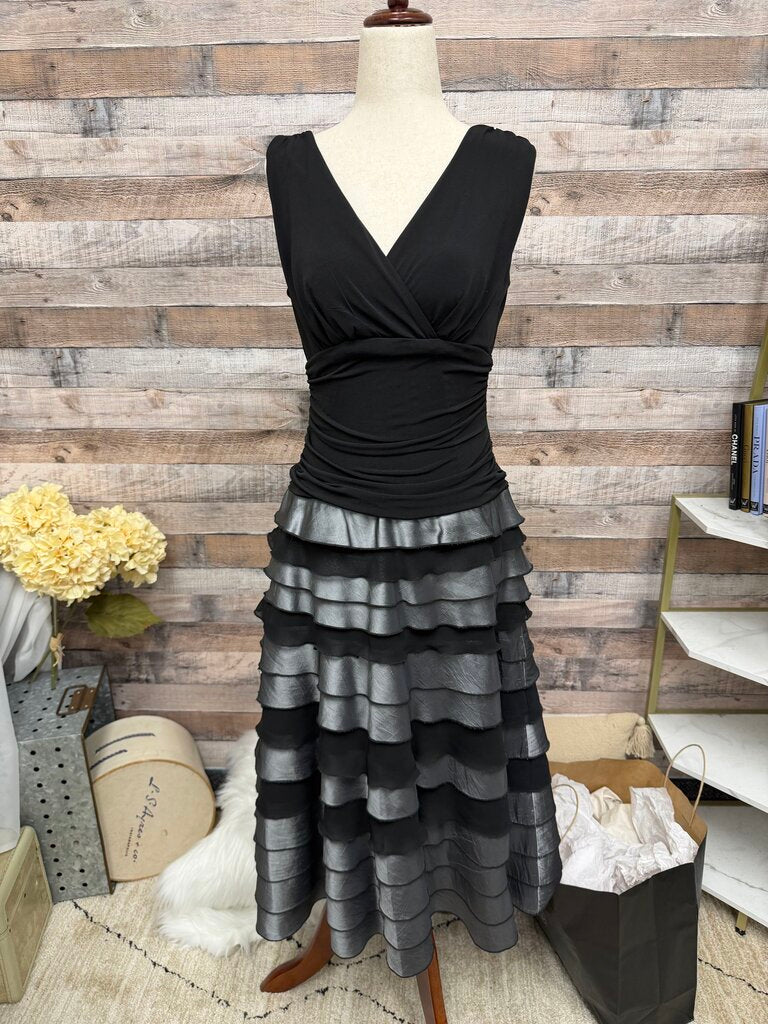 S.L. Fashions Black & Grey Tiered Dress