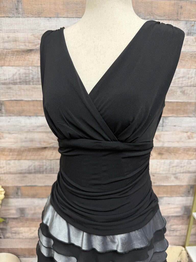 S.L. Fashions Black & Grey Tiered Dress