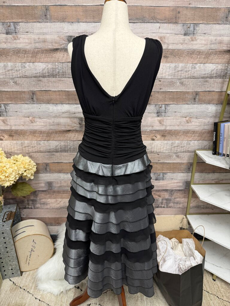 S.L. Fashions Black & Grey Tiered Dress