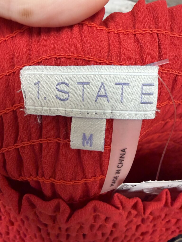 1. State Red Jumpsuit Smocked Bodice Med