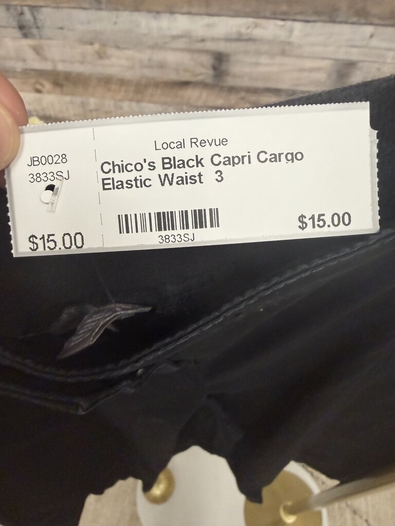 Chico's Black Capri Cargo Elastic Waist
