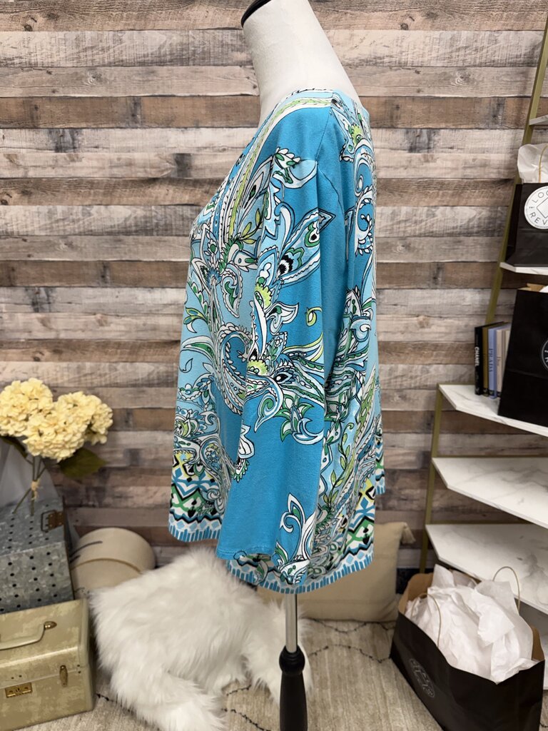 Chico's Turquoise Paisley 3/4 Sleeve
