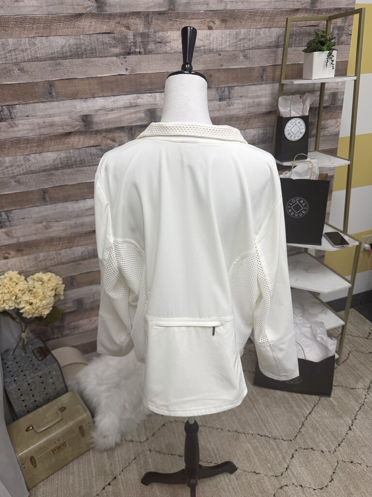 Zenergy by Chico's Ivory Mesh Zip Athletic