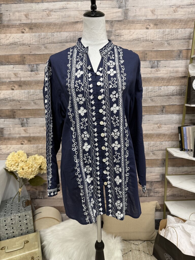 Chico's Chambray 3/4 Sleeve V-Neck