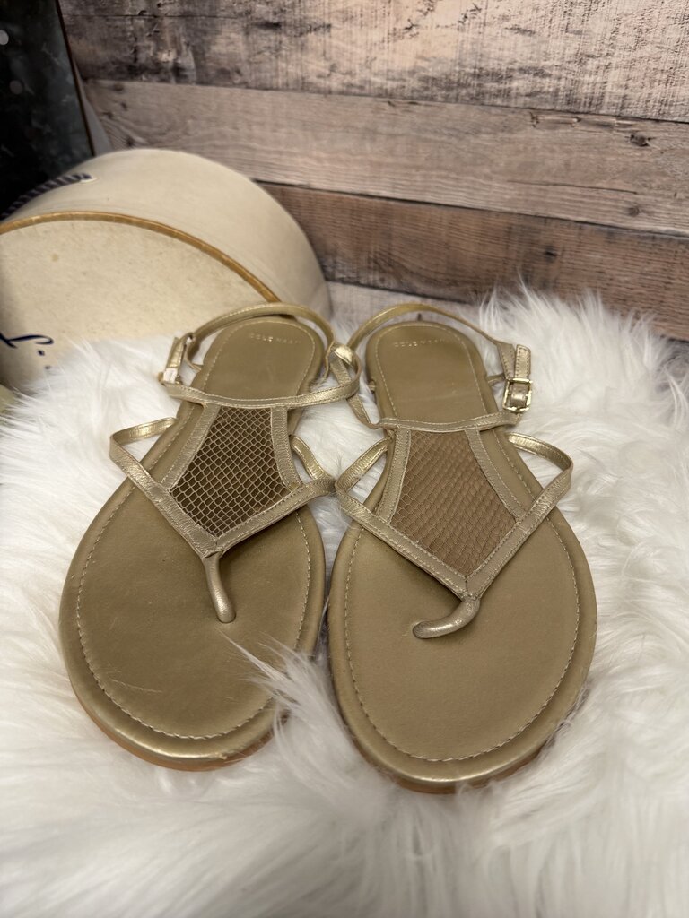 Cole Haan Gold Metallic Leather Thong Sandal