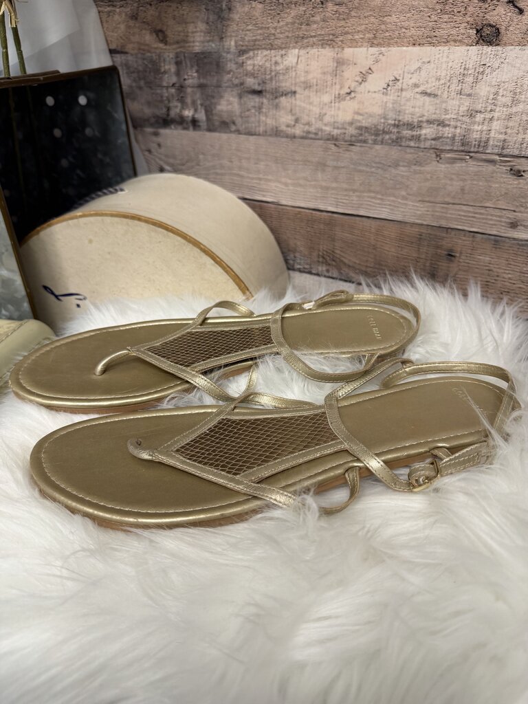 Cole Haan Gold Metallic Leather Thong Sandal