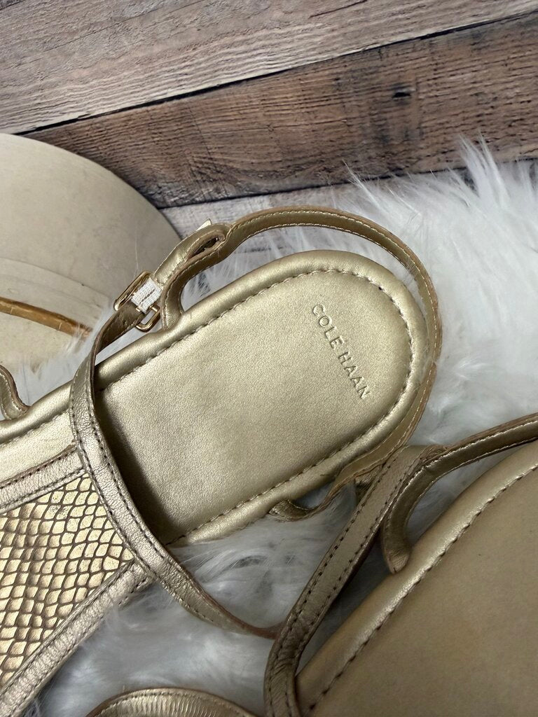 Cole Haan Gold Metallic Leather Thong Sandal