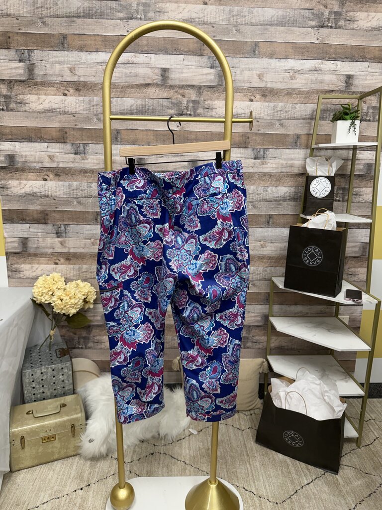Chico's Royal Blue & Purple Paisley Print Crop