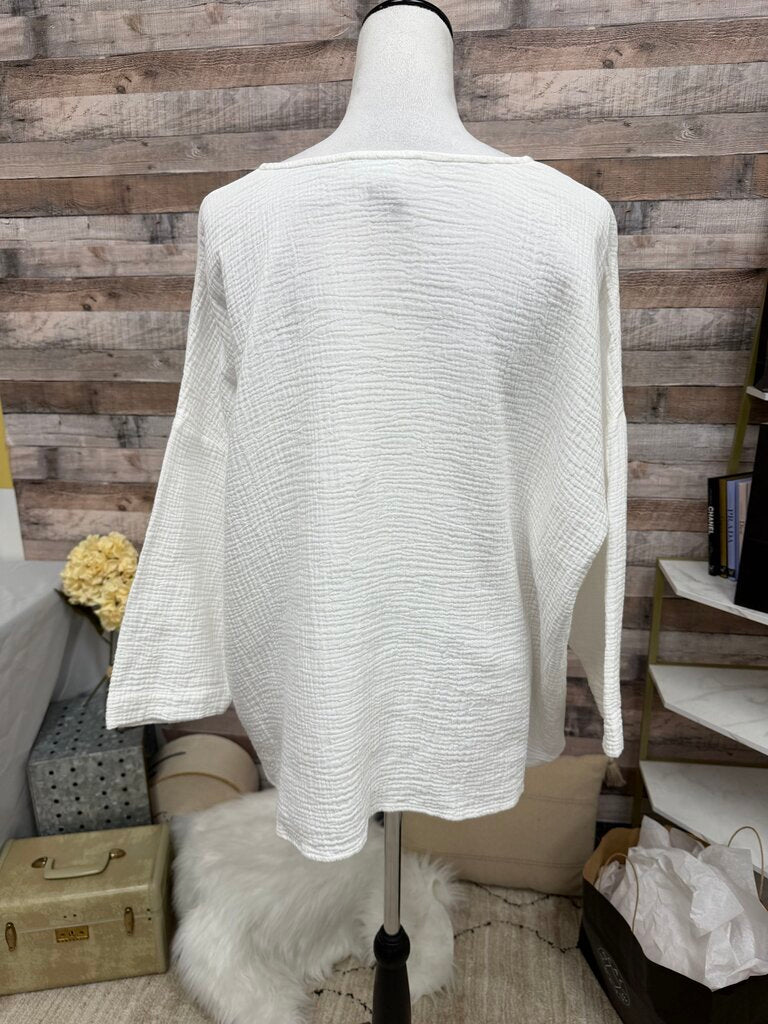 Focus Casual Life White Waffle Textured Tunic