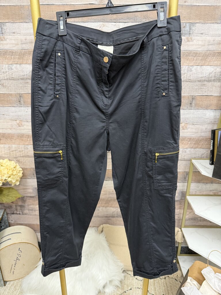 Chico's Black Cotton Blend Cargo Capri