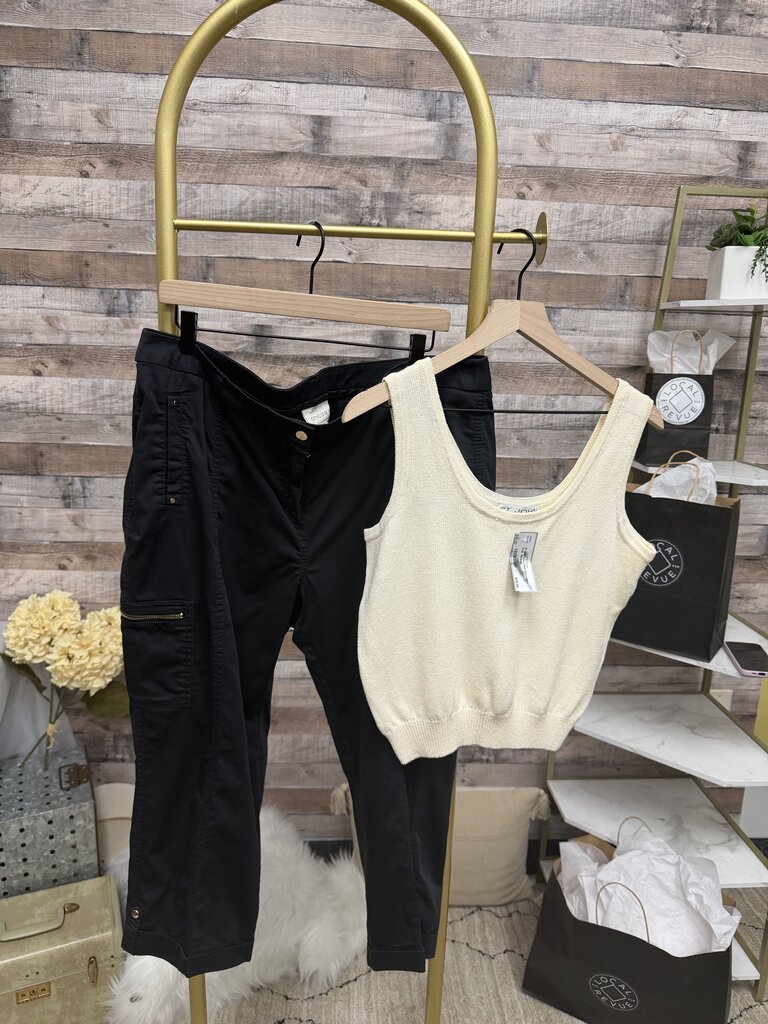 Chico's Black Cotton Blend Cargo Capri