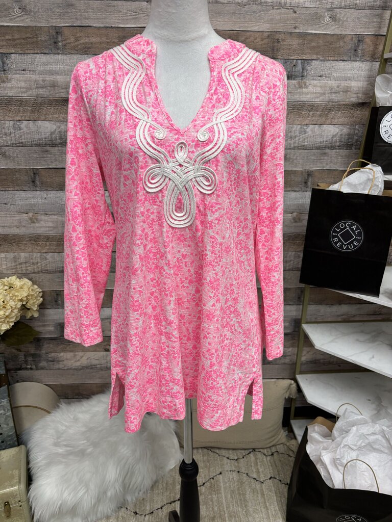 Lilly Pulitzer Bright Pink w/White String Pipping Detail Cover-Up