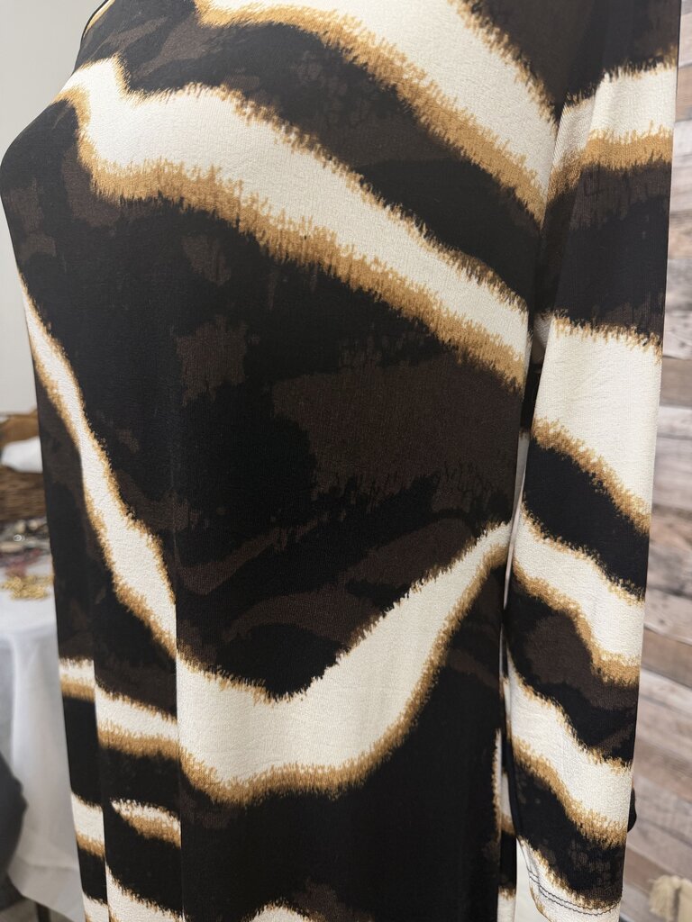 Chico's Black, Brown & Gold Animal Print 3/4 Sleeve Shift