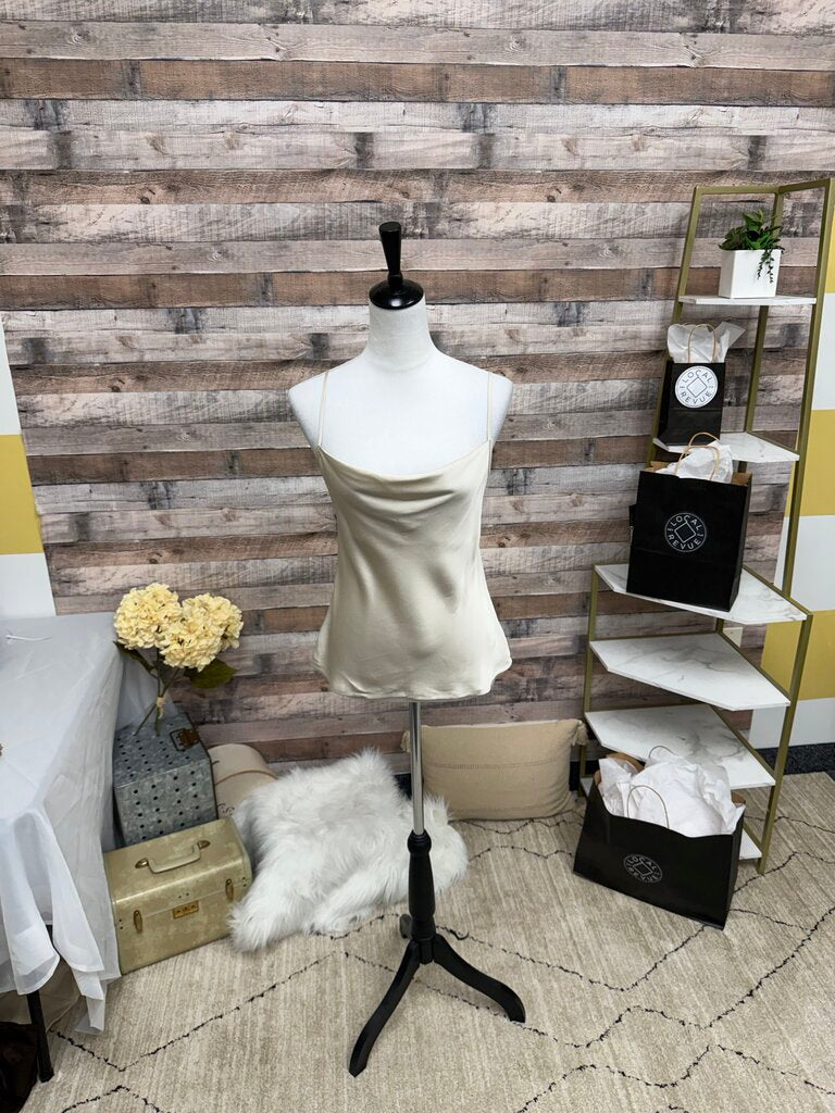 Express Champagne Satin Cowl Neck Camisole