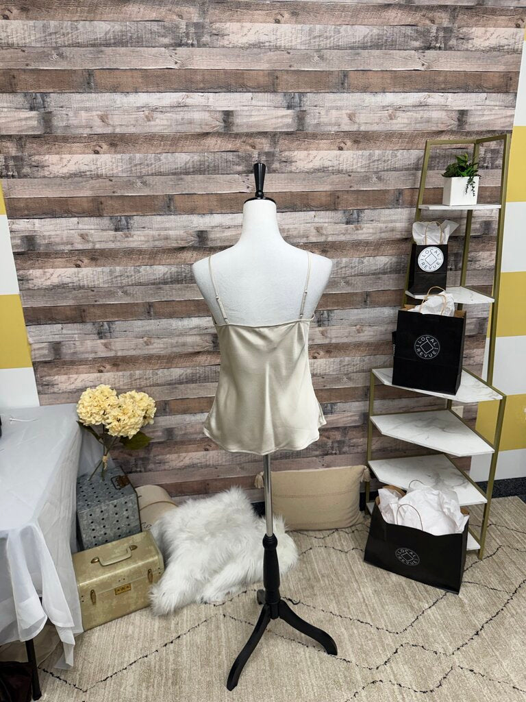 Express Champagne Satin Cowl Neck Camisole