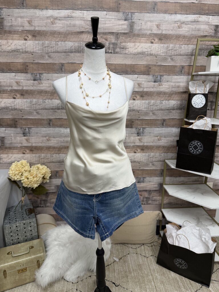 Express Champagne Satin Cowl Neck Camisole
