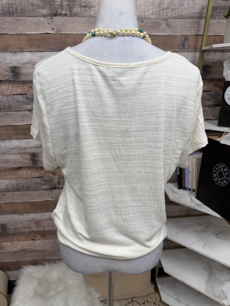 Sanctuary White V-Neck Short Sleeve Wrap Bottom