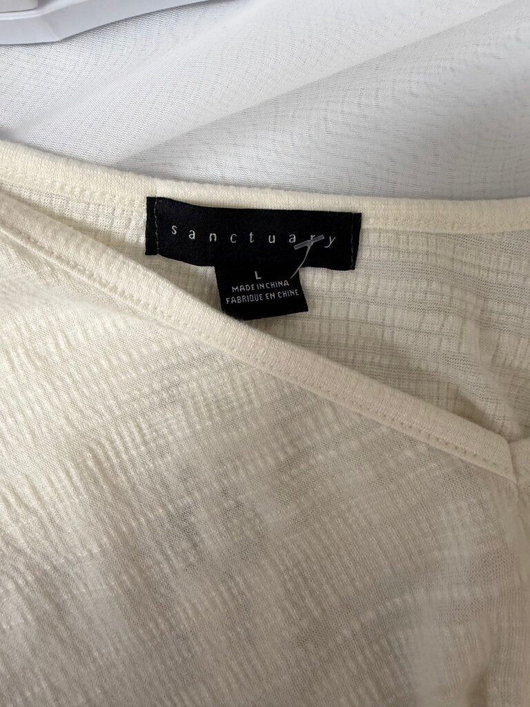 Sanctuary White V-Neck Short Sleeve Wrap Bottom