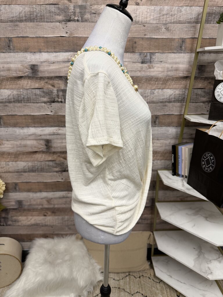 Sanctuary White V-Neck Short Sleeve Wrap Bottom