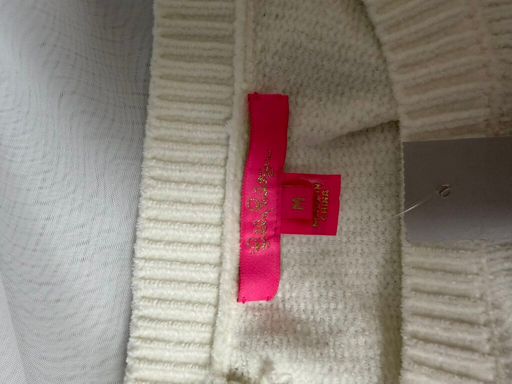 Lilly Pulitzer White Crewneck w/Gold Buttons