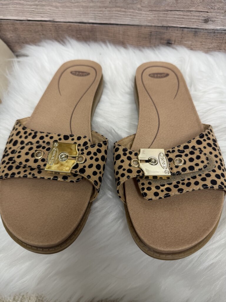 Dr. Scholl's Leopard Print Gold Buckle Slide