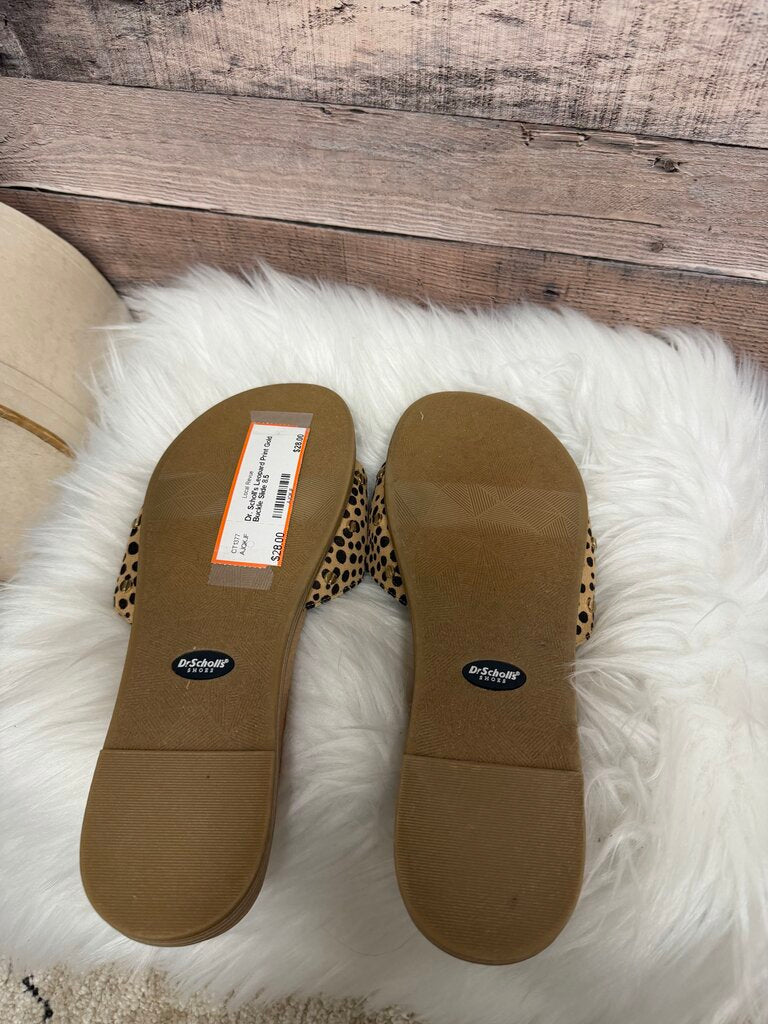 Dr. Scholl's Leopard Print Gold Buckle Slide