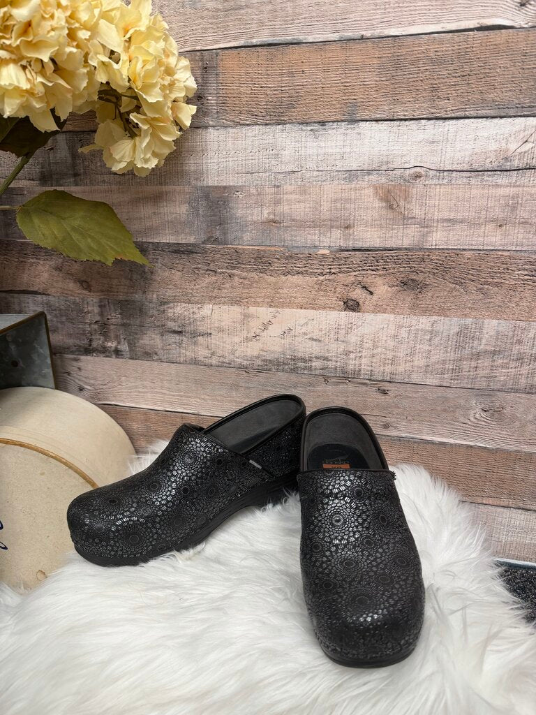 Dansko Black XP Pro Medallion Leather Clogs