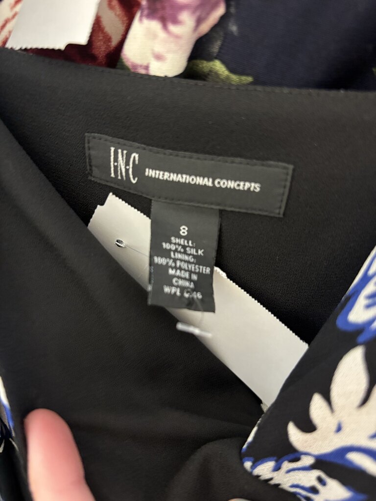 INC International Concepts Black & Blue Dress w/Black Belt