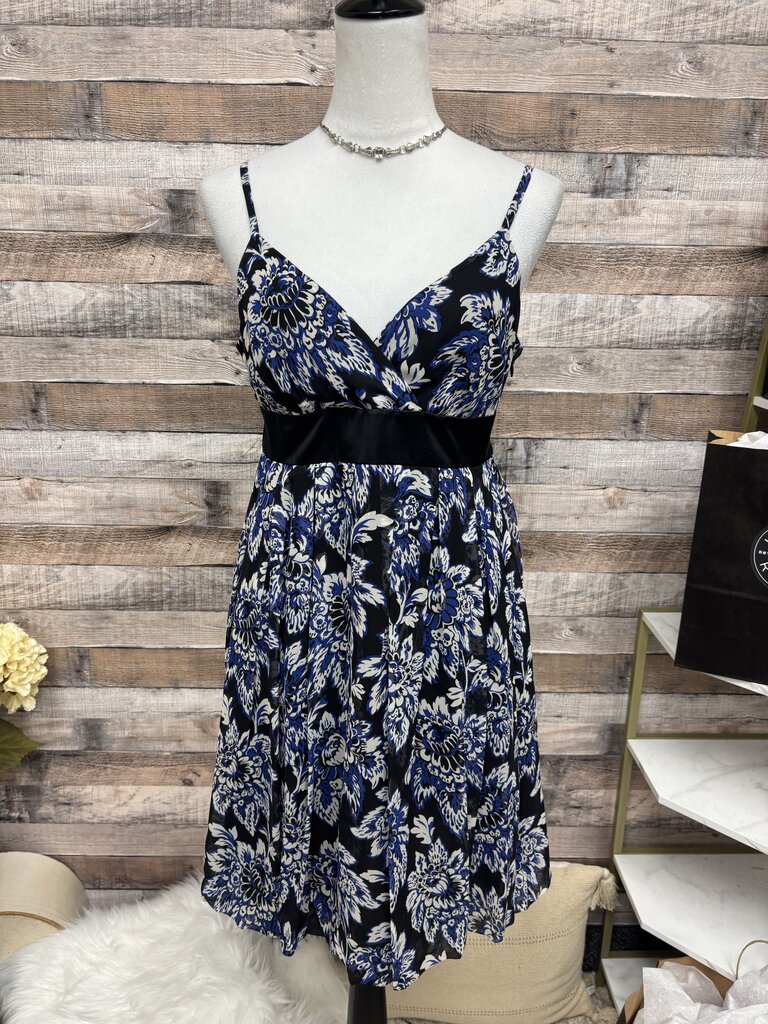 INC International Concepts Black & Blue Dress w/Black Belt