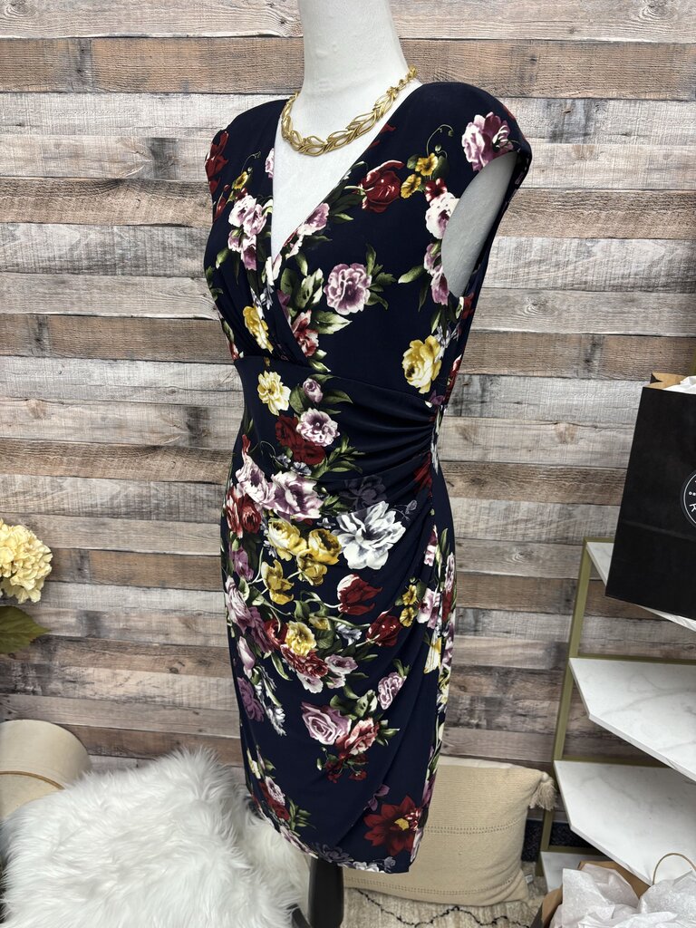Lauren Ralph Lauren Navy W/Floral Print Ruched