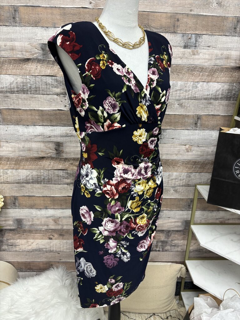 Lauren Ralph Lauren Navy W/Floral Print Ruched