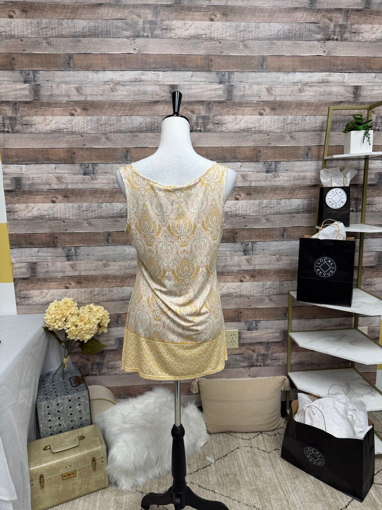 Olive & Rose Gold & White Paisley V-Neck Tank