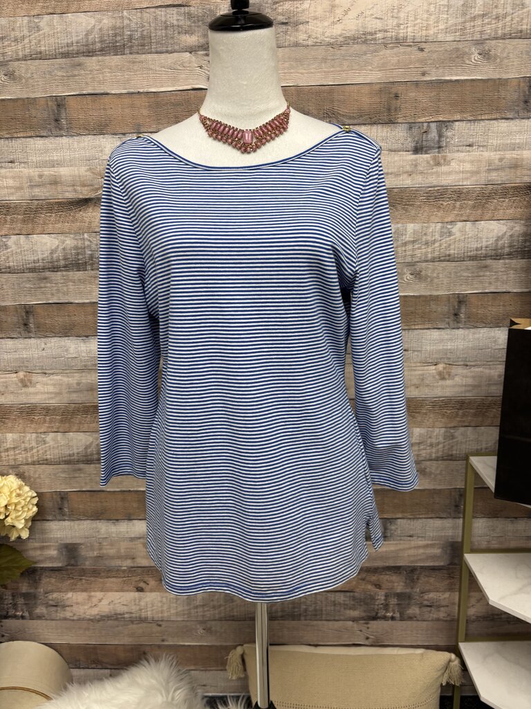 Bandolino Blue & White Striped Boat Neck