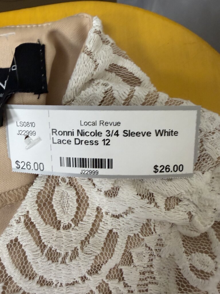 Ronni Nicole 3/4 Sleeve White Lace Dress