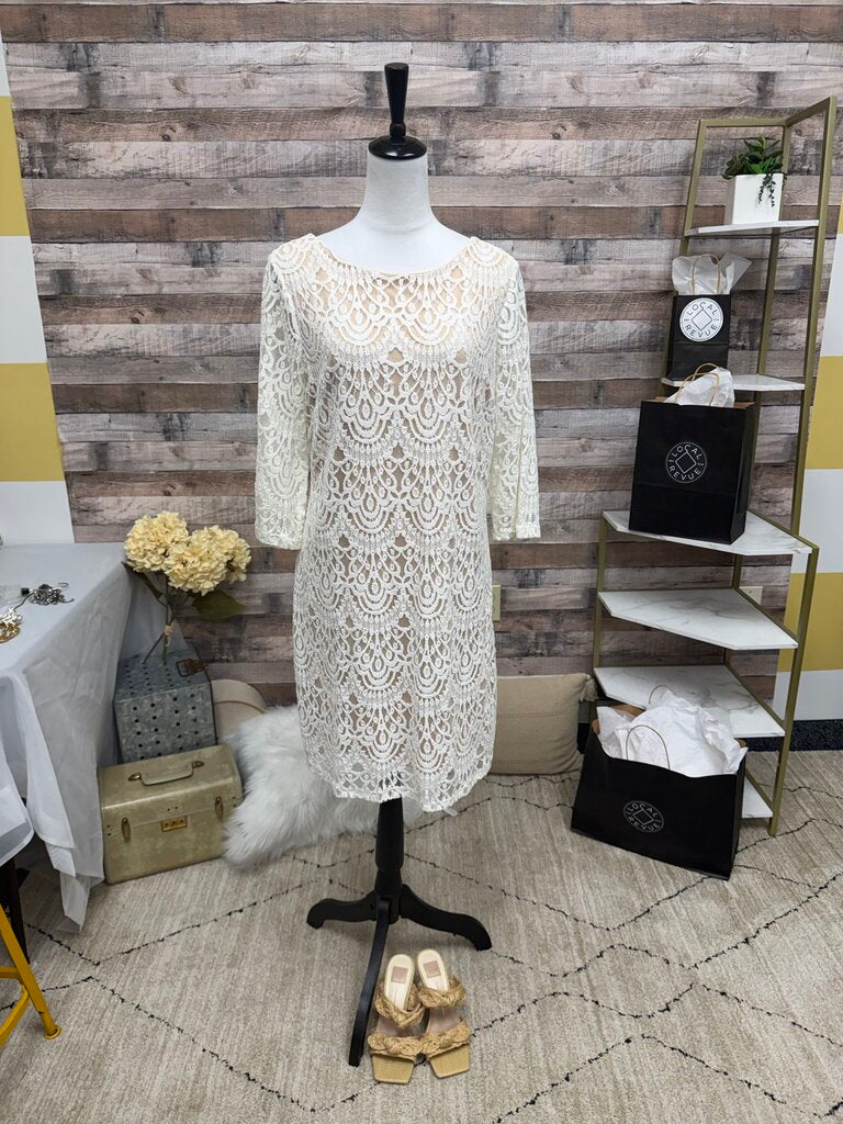 Ronni Nicole 3/4 Sleeve White Lace Dress