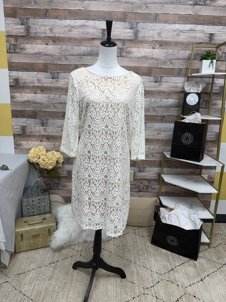 Ronni Nicole 3/4 Sleeve White Lace Dress