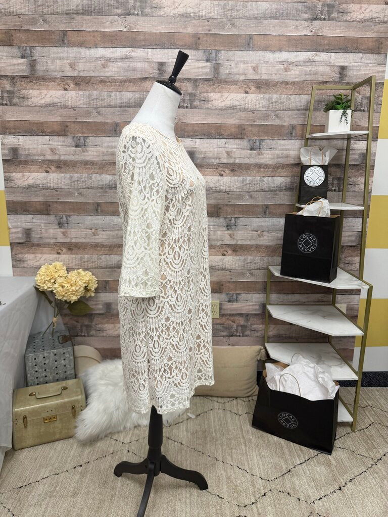 Ronni Nicole 3/4 Sleeve White Lace Dress