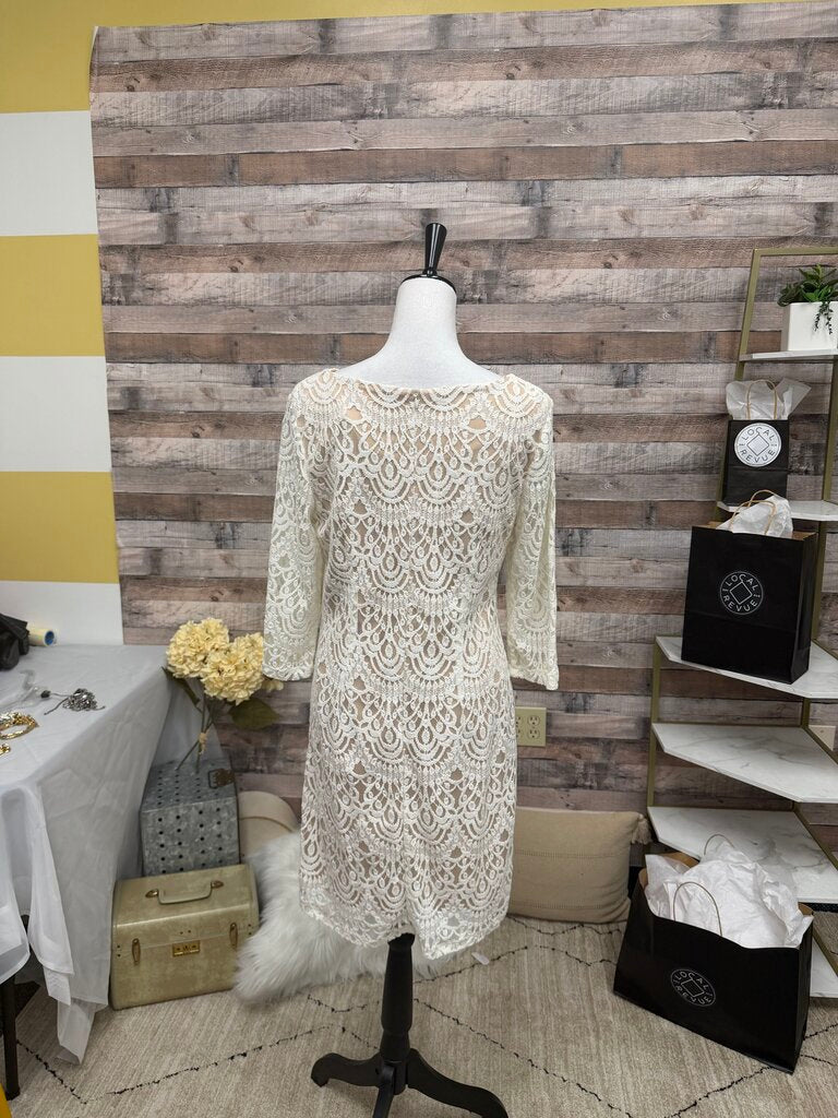 Ronni Nicole 3/4 Sleeve White Lace Dress