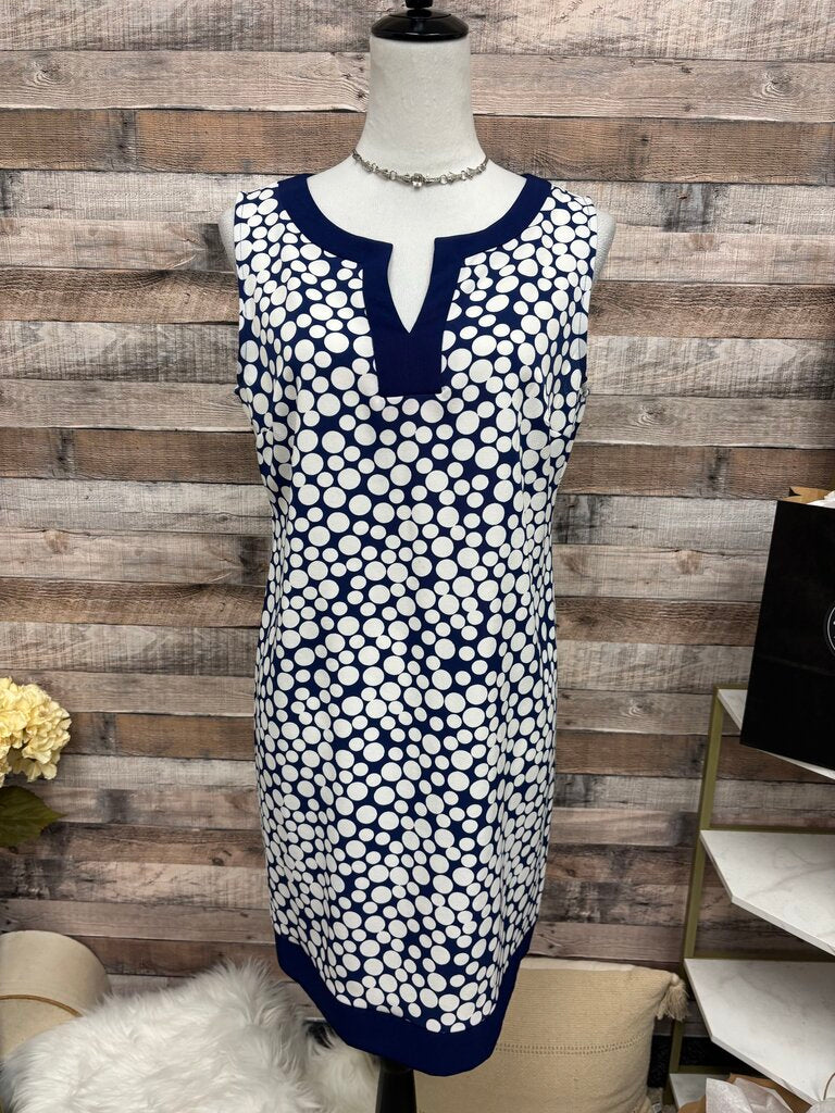 Amanda Lane Navy & White Polka Dot Sleeveless
