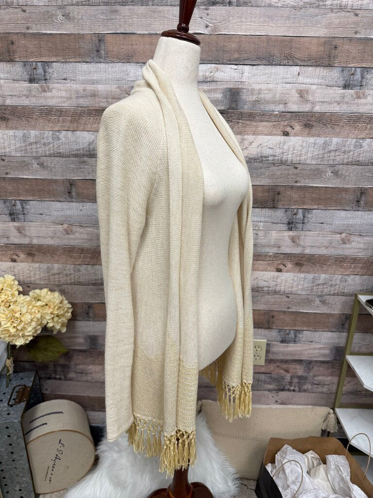 Lilly Pulitzer Ivory/Gold Cardigan w/Fringe