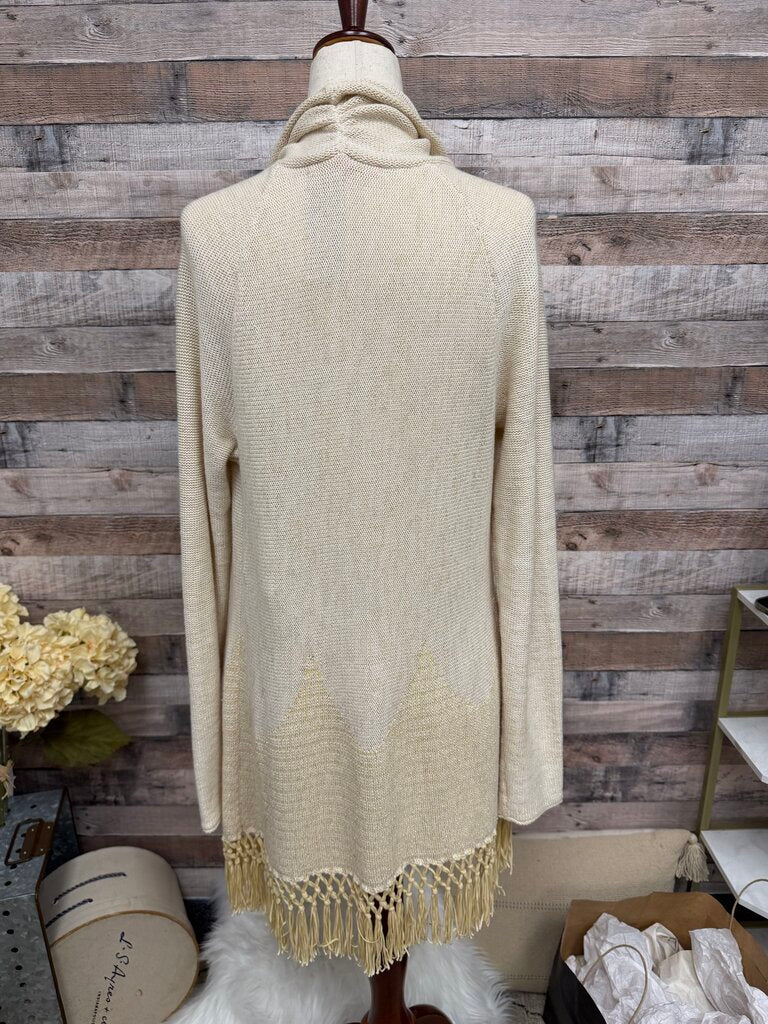 Lilly Pulitzer Ivory/Gold Cardigan w/Fringe