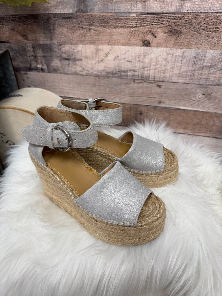 Marc Fisher LTD Silver Metallic Wedge Espadrille