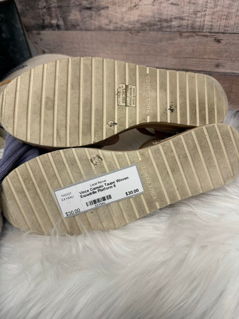 Vince Camuto Taupe Woven Espadrille Platform