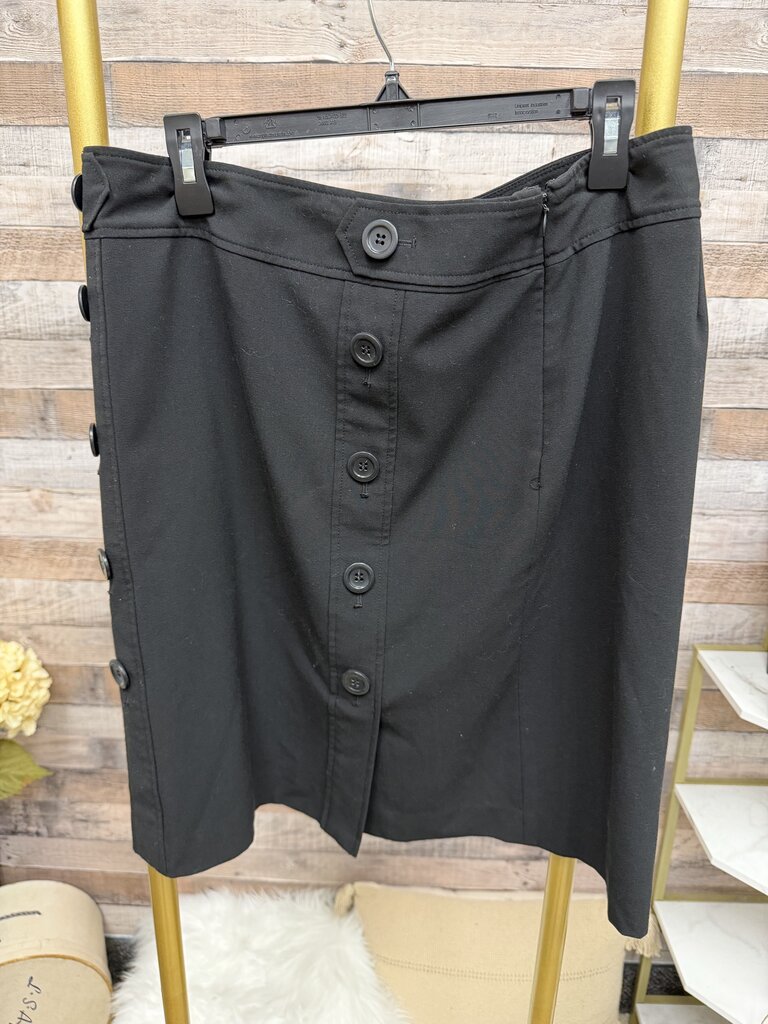 Ann Taylor Black Skirt w/Button Detail
