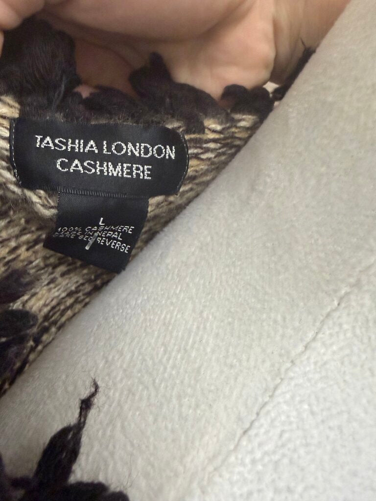 Tashia London Tan & Black Cashmere Fringe Cardigan