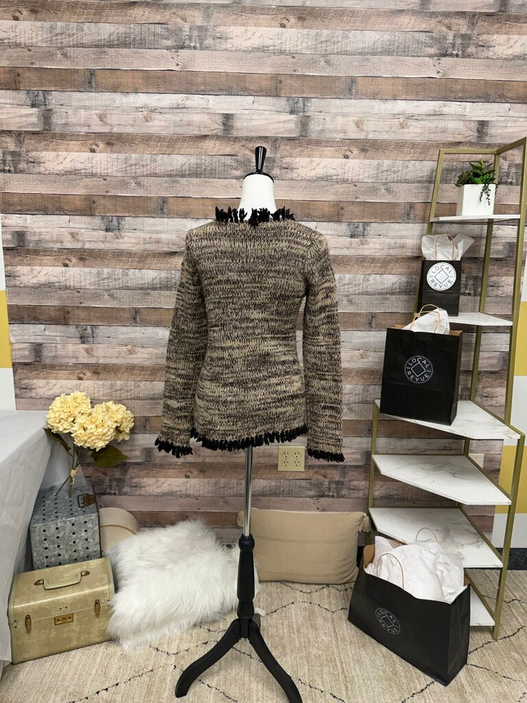 Tashia London Tan & Black Cashmere Fringe Cardigan