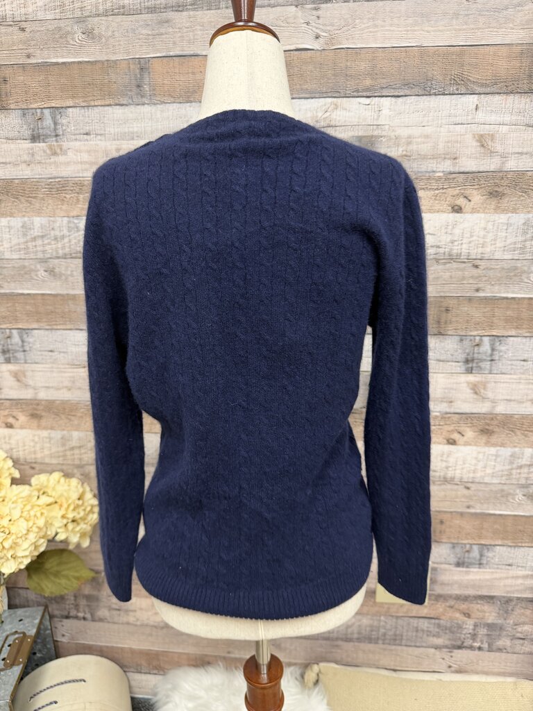 J Crew Navy CableKnit Cashmere Sweater