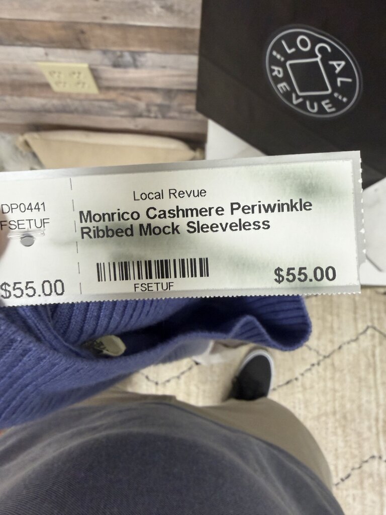 Monrico Cashmere Periwinkle Ribbed Mock Sleeveless