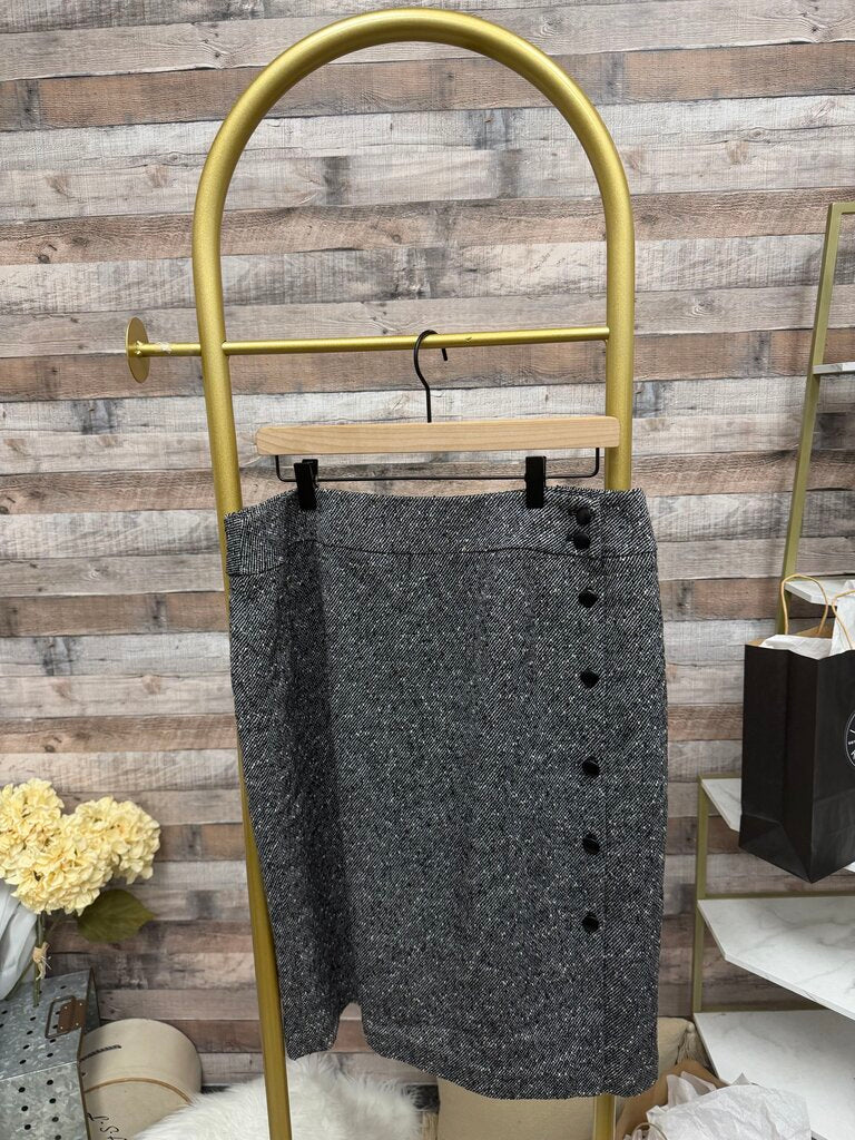 NWT Talbots Black Tweed Side Button Skirt