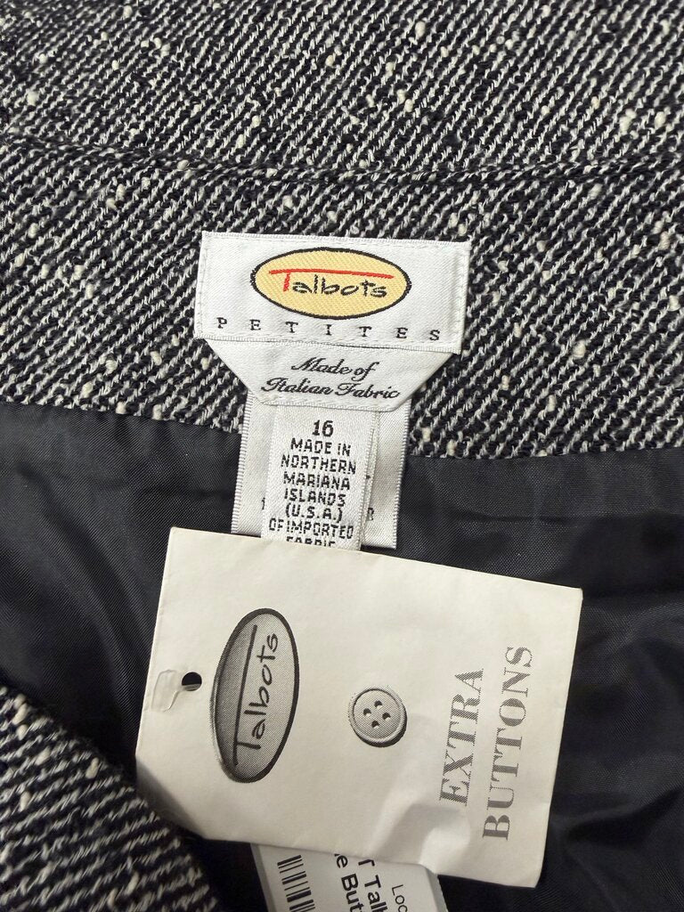 NWT Talbots Black Tweed Side Button Skirt